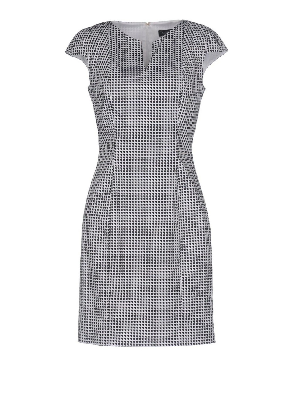 Armani Jeans White and Blue Geometric Cap-Sleeve Mini Dress